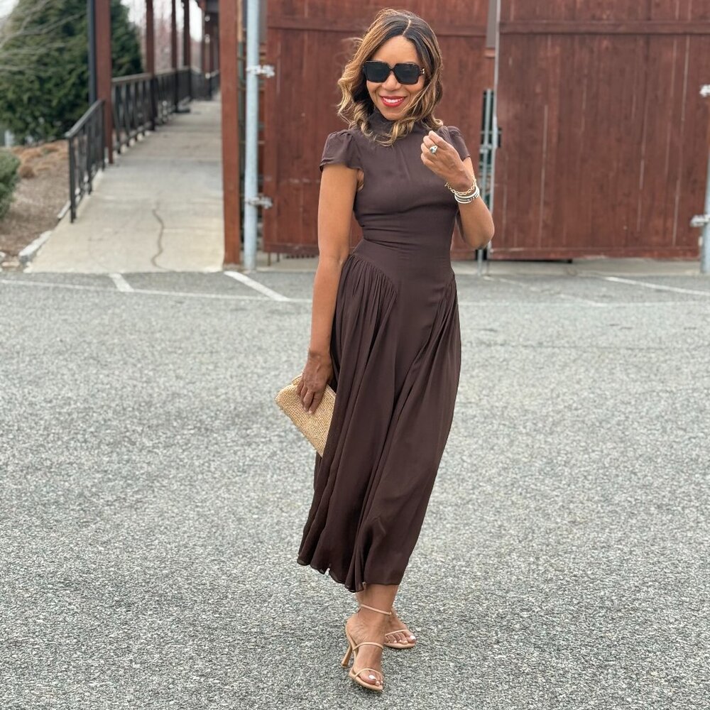 Reformation Maven Dress Brown - Size 4